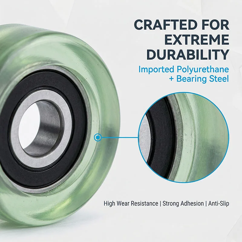 5pcs OD 33mm Shaft 6mm Polyurethane Covered Pulley 6x33x7 PU62633-7 Urethane PU Coated Bearing Roller 6*33*7 Soft Rubber Wheel ﻿