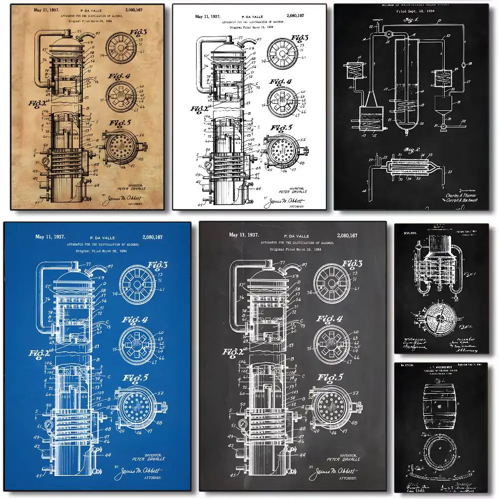 Vintage Whiskey Vodka Beer Brand Poster Art canvas HD aesthetic Printing Paper Wall Art for Living Room Bar fashion Home Decor