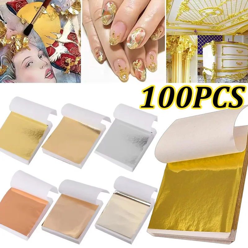 

Gold Silver Copper Foil Sheets for Gilding Craft Furniture Hotel Decoration Freeze Resistant Not Easy to Crack for Art Painting