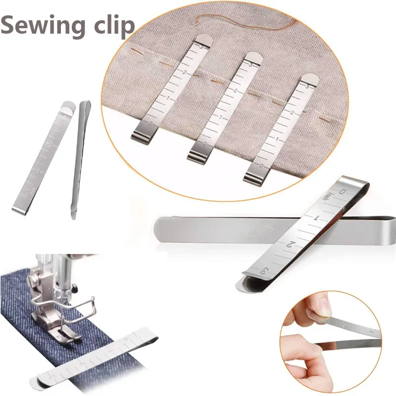 

1/3/5PCS Metal Sewing Clips Stainless Steel Hemming Ruler 3 Inches Clip for Fabric Measuring Quilting DIY Sewing Accessories