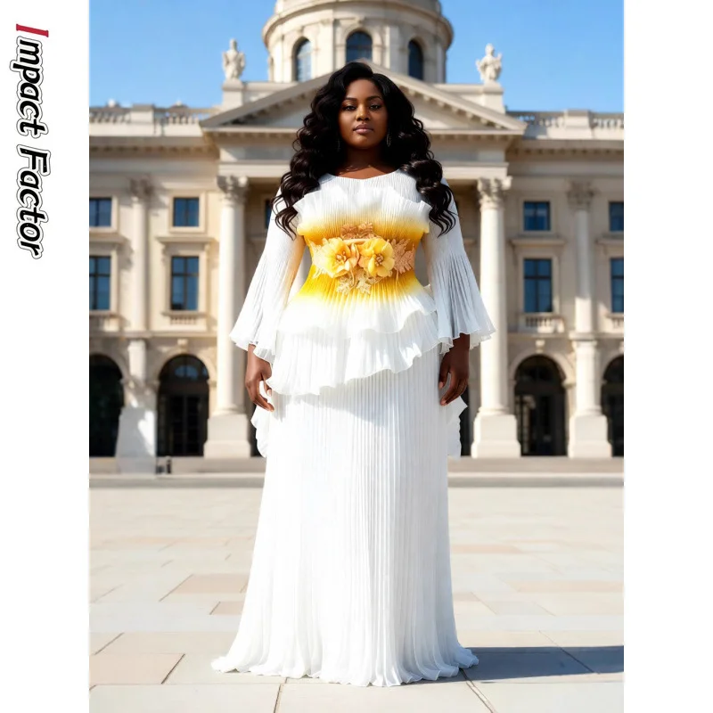 

Платье Miyake с плиссировкой и объемным цветочным принтом, новинка 2025 года, для торжественных мероприятий, легкое и роскошное