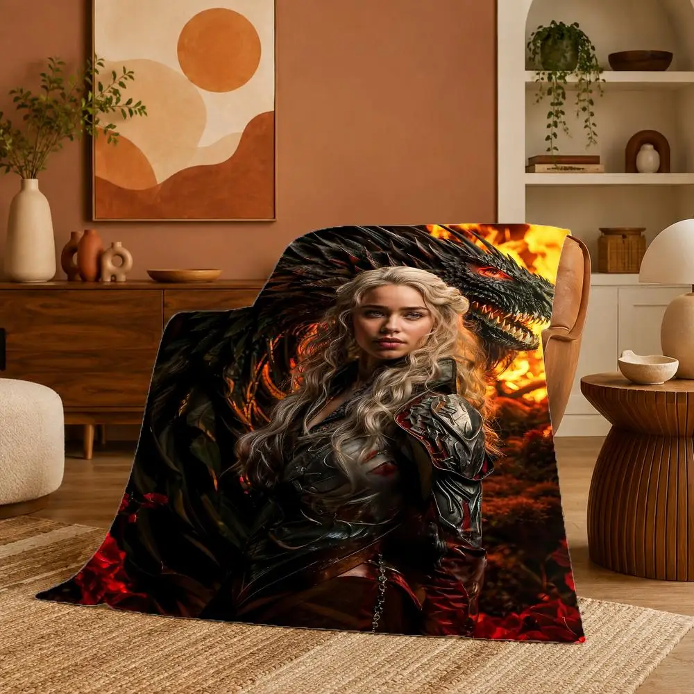 G-Game Of Dragon Mother Powerful Throw Ultra Soft Summer Flannel Throw Blanket for Couch, Bed, Office & Travel