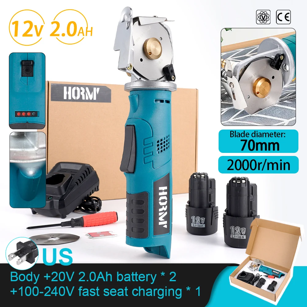 

12V Electric Round Scissors Electric Scissors Shear Cloth Cutter Fabric Cutting Machine Kit Cutting Tool For Bosch 12V Battery