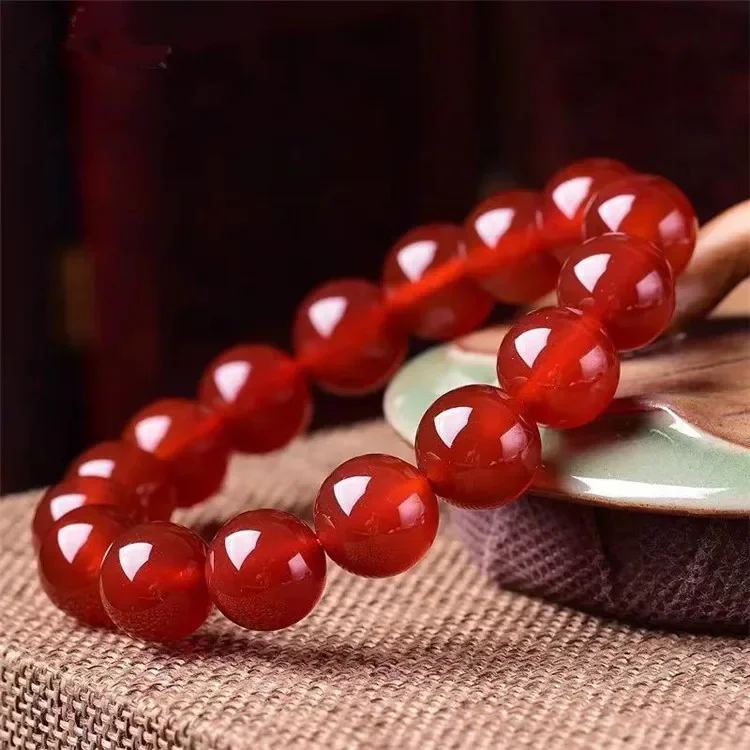 Red agate bracelet natural 6-20M Buddhist bead scenic spot stalls live string natural men women health luck Chinese beads style