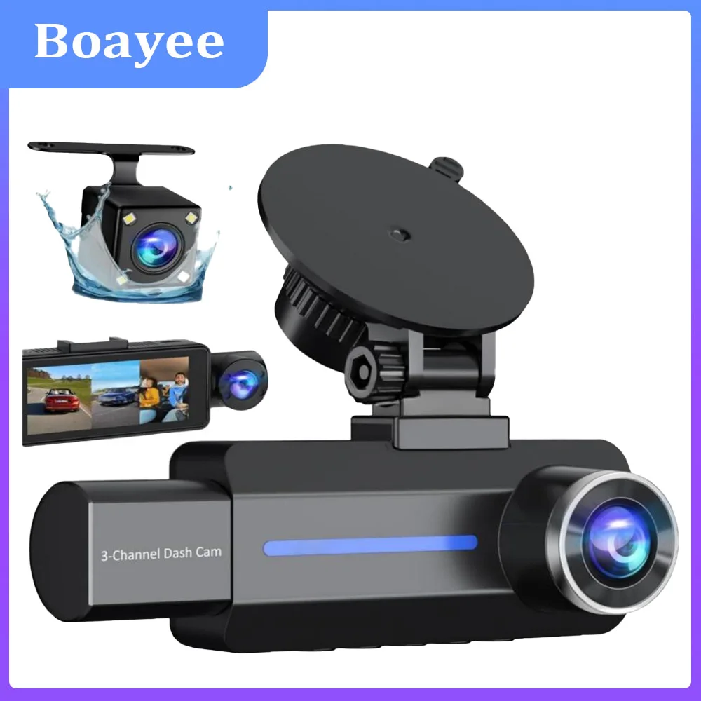 3 Channel 2.5K 1440P Front and Rear Built-in Car Driving Recorder Car Camera 170° Wide Angle Loop Recording Infrared Night Visio