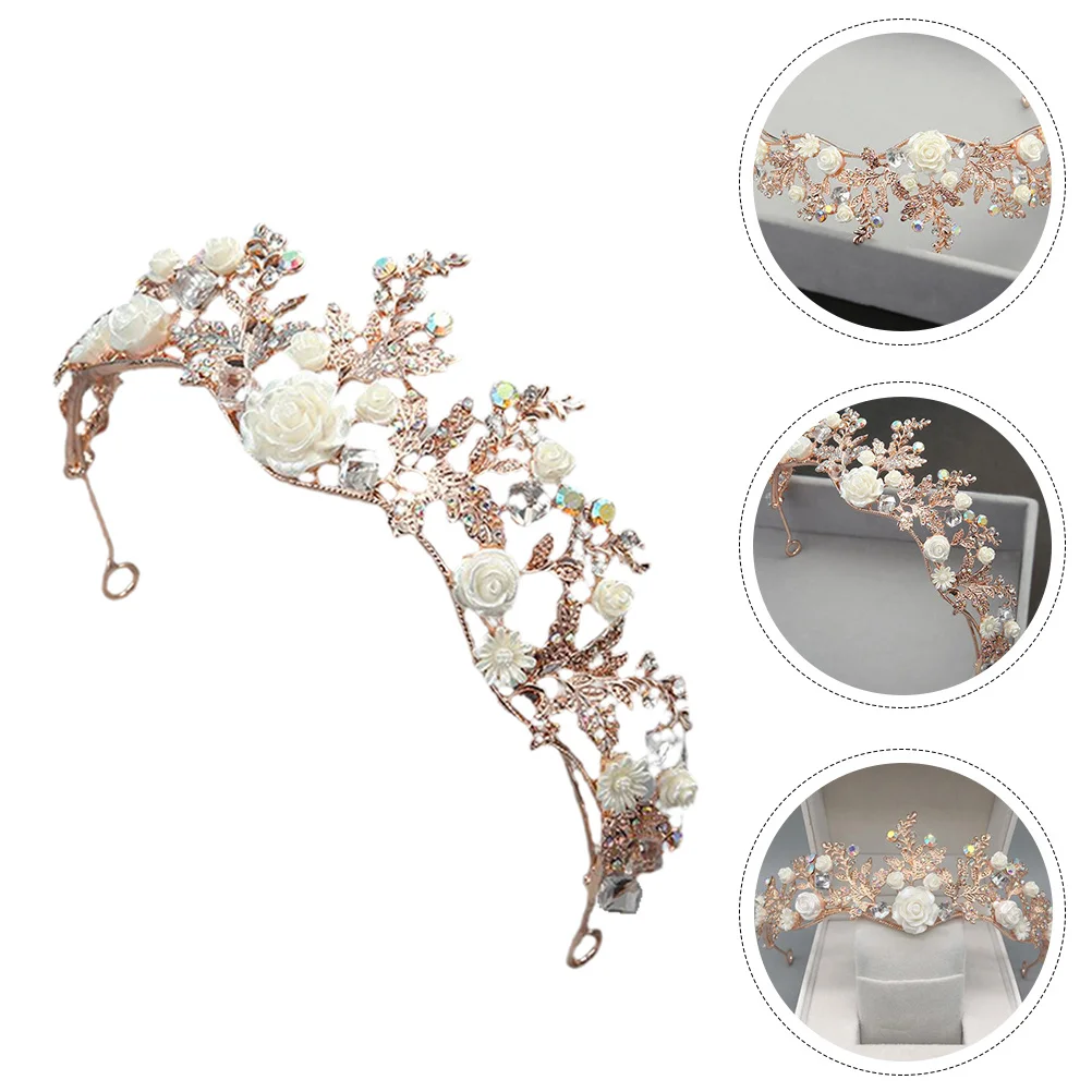 

Golden Crystal Diamond Crown Headband Alloy Tiara For Women Bridal Hair Decor Rhinestone Wedding Accessory Crown Headdress