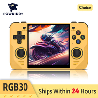 POWKIDDY RGB30 Yellow 720*720 4 Inch Ips Screen Built-in WIFI RK3566 Open-Source Retro Handheld Game Console Children's Gifts