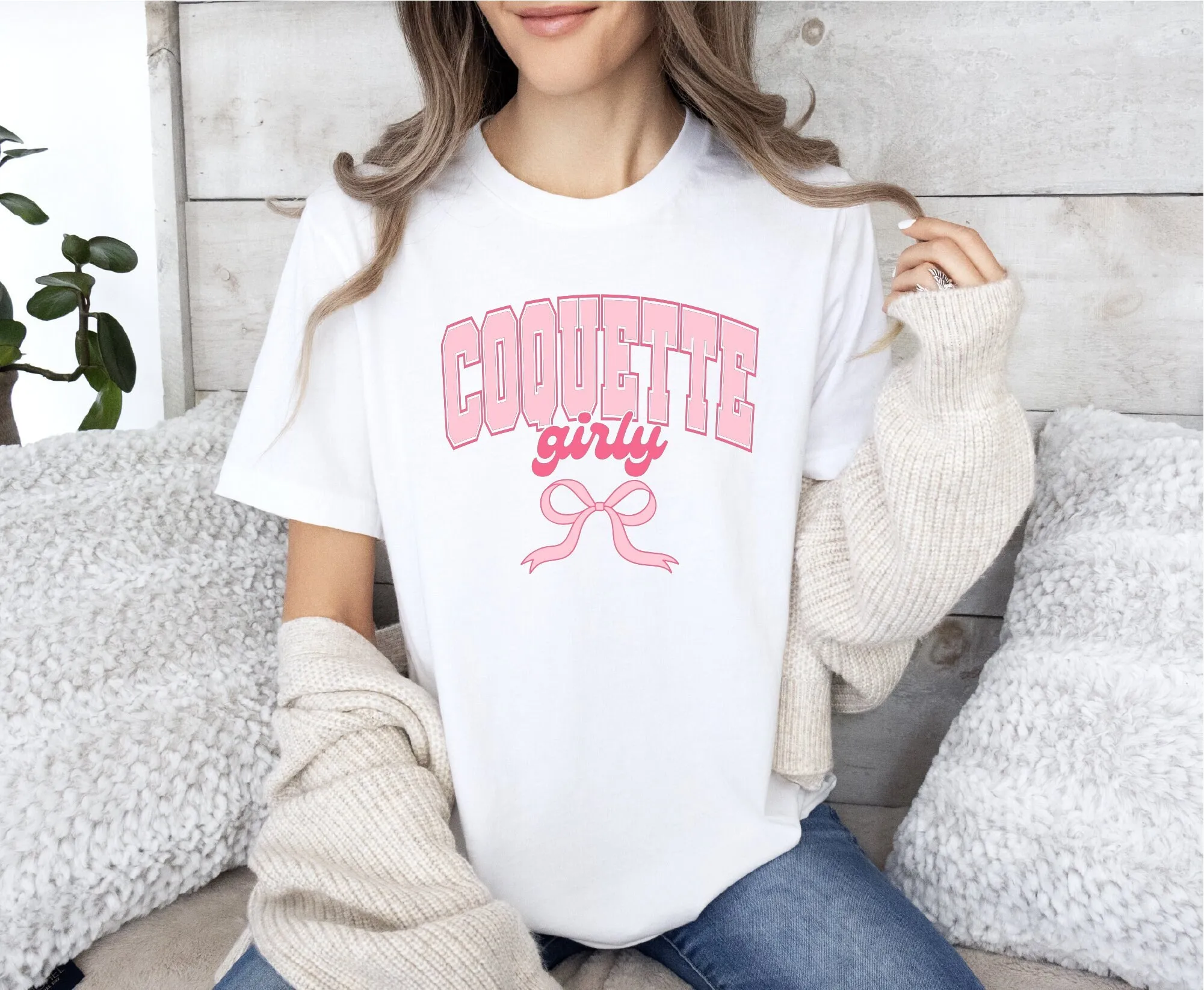 

Coquette Girly T Shirt Comfort Colors Trendy Cute Top Soft Girl Aesthetic Pink Bow Era