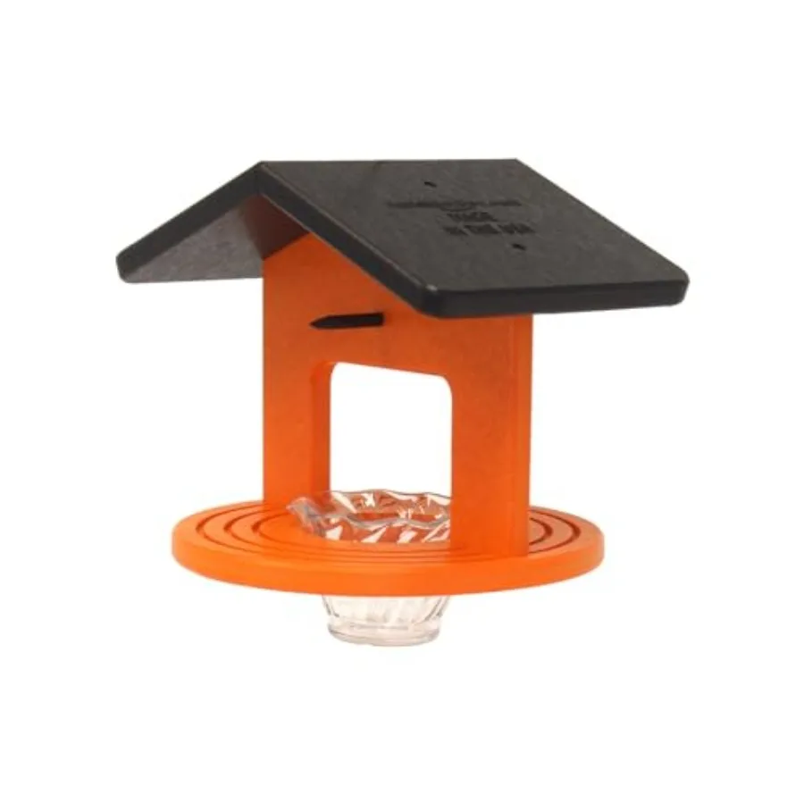 

Oriole Bird Feeder Poly Lumber Hanging Round Oriole Jelly and Orange Feeder with Grooves for Grip Single Cup Black and Orange