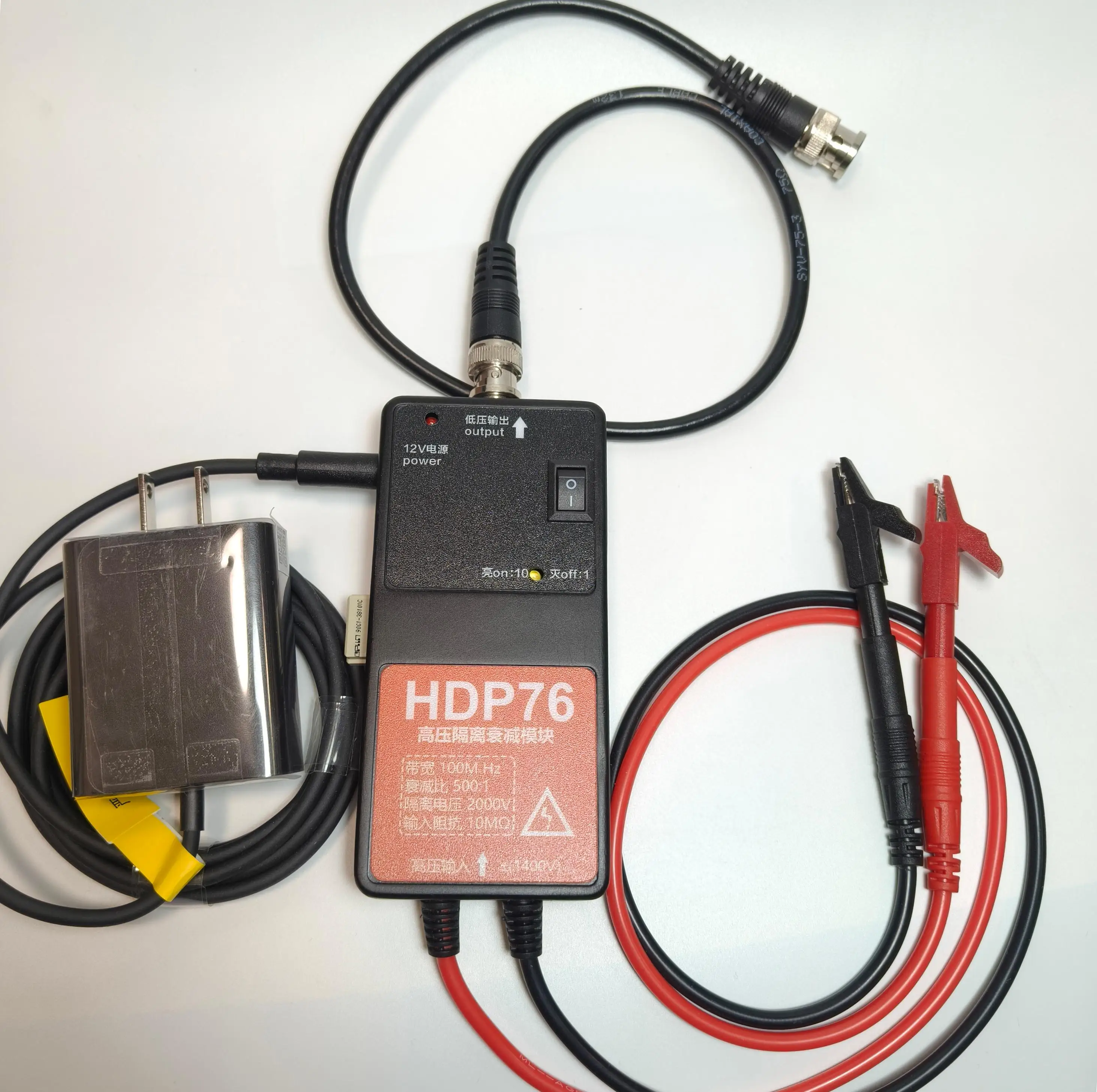 

Oscilloscope High Voltage Differential Probe, Model HDP76, 100MHz, 1400V, BNC, Widely Compatible with Different Oscilloscopes.