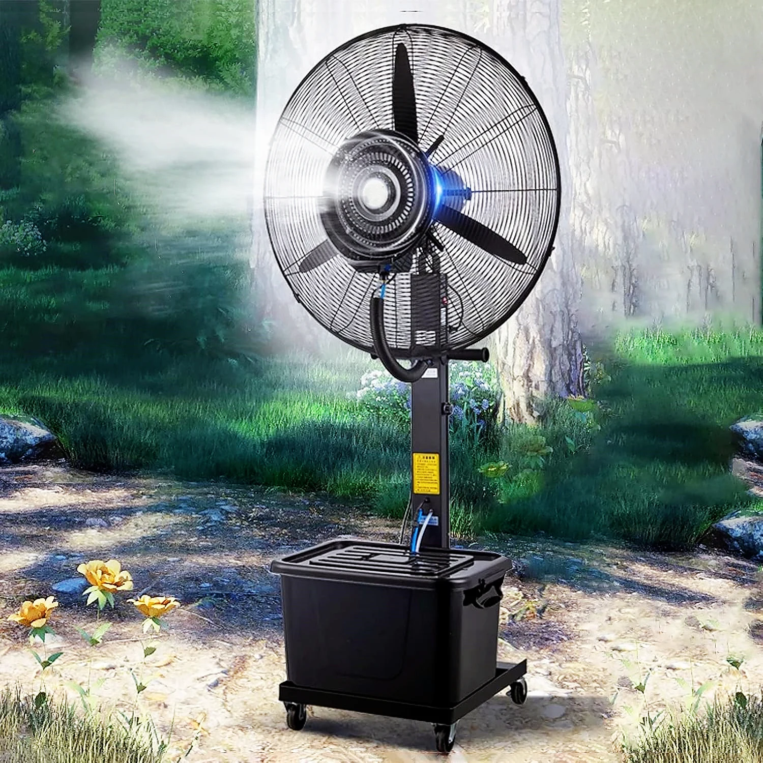220V Outdoor Water Mist Cooling Fan for Restaurant Park Electric Metal Floor Installation Hot Sale