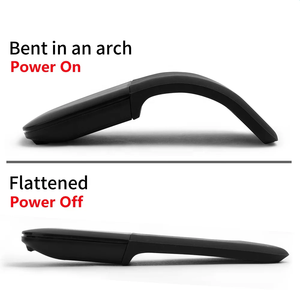 Micro soft Slim and Portable Wireless Foldable Bluetooths Mouse Optical BT Folding Surface Arc Touch Mouse for iPad Phone