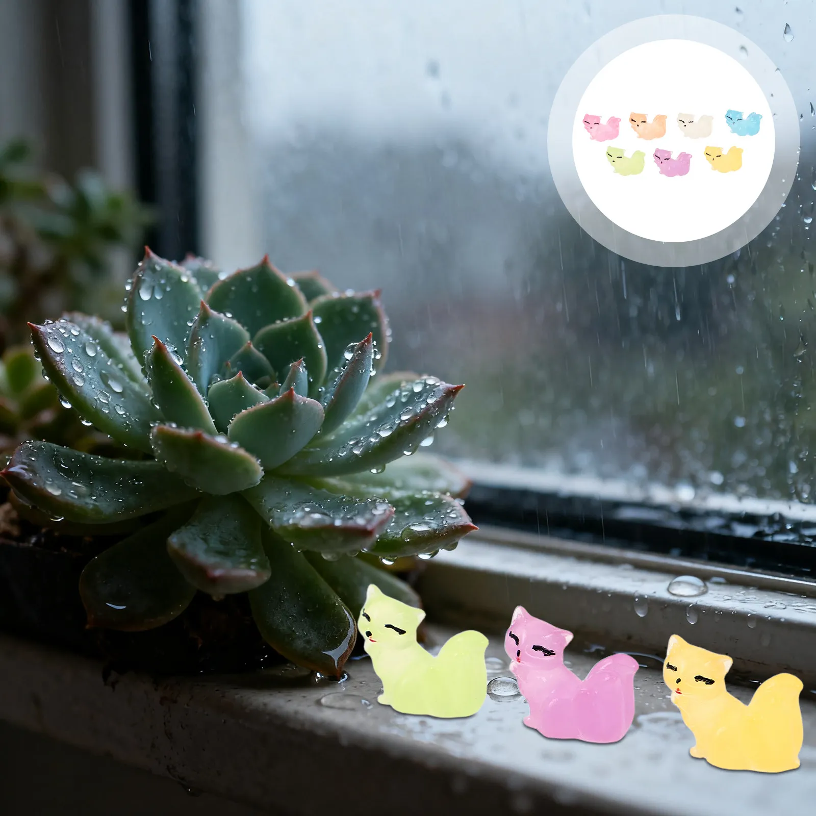 21Pcs Mini Resin Figure Glow-in-The-Dark Desk Decor Fairy Garden Ornament Dollhouse Landscape Accessory Small