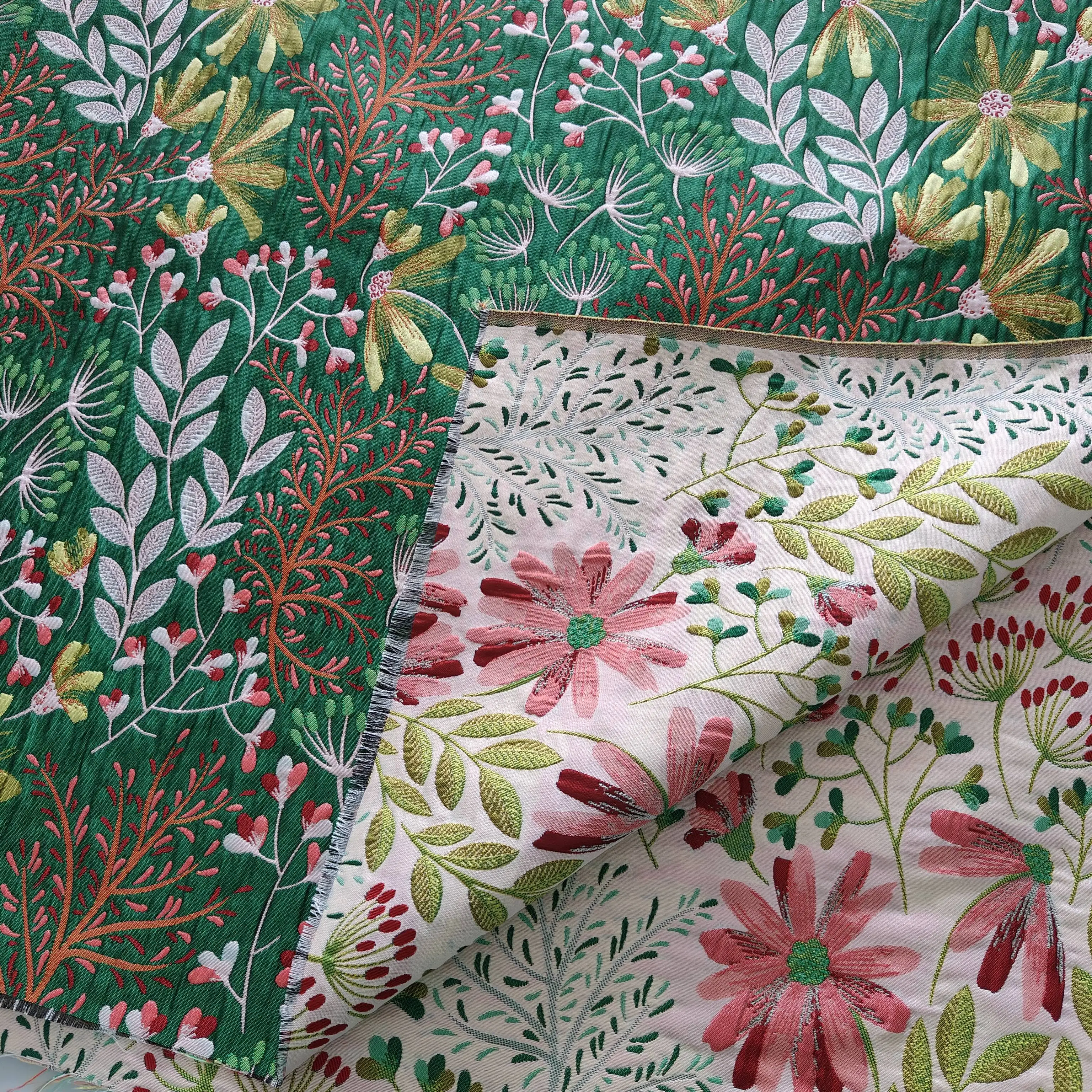 

Forest Elf Green Floral Fabric Brocade Jacquard Clothing Fabric Hanfu Cheongsam Dress