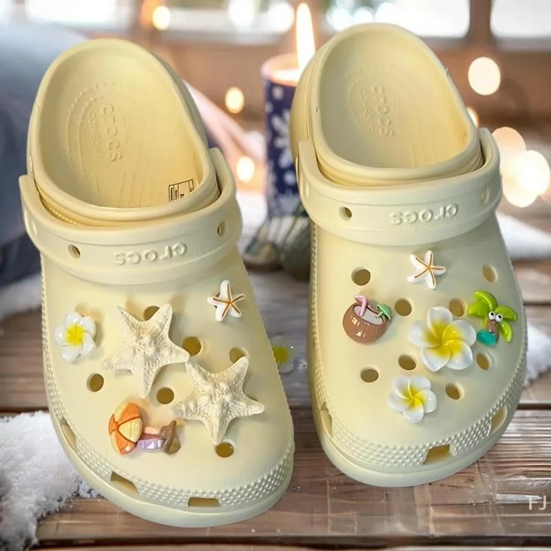 Zestaw ozdobnych zawieszek do butów – rozgwiazda, kokosowa butelka do ogrodowych chodaków