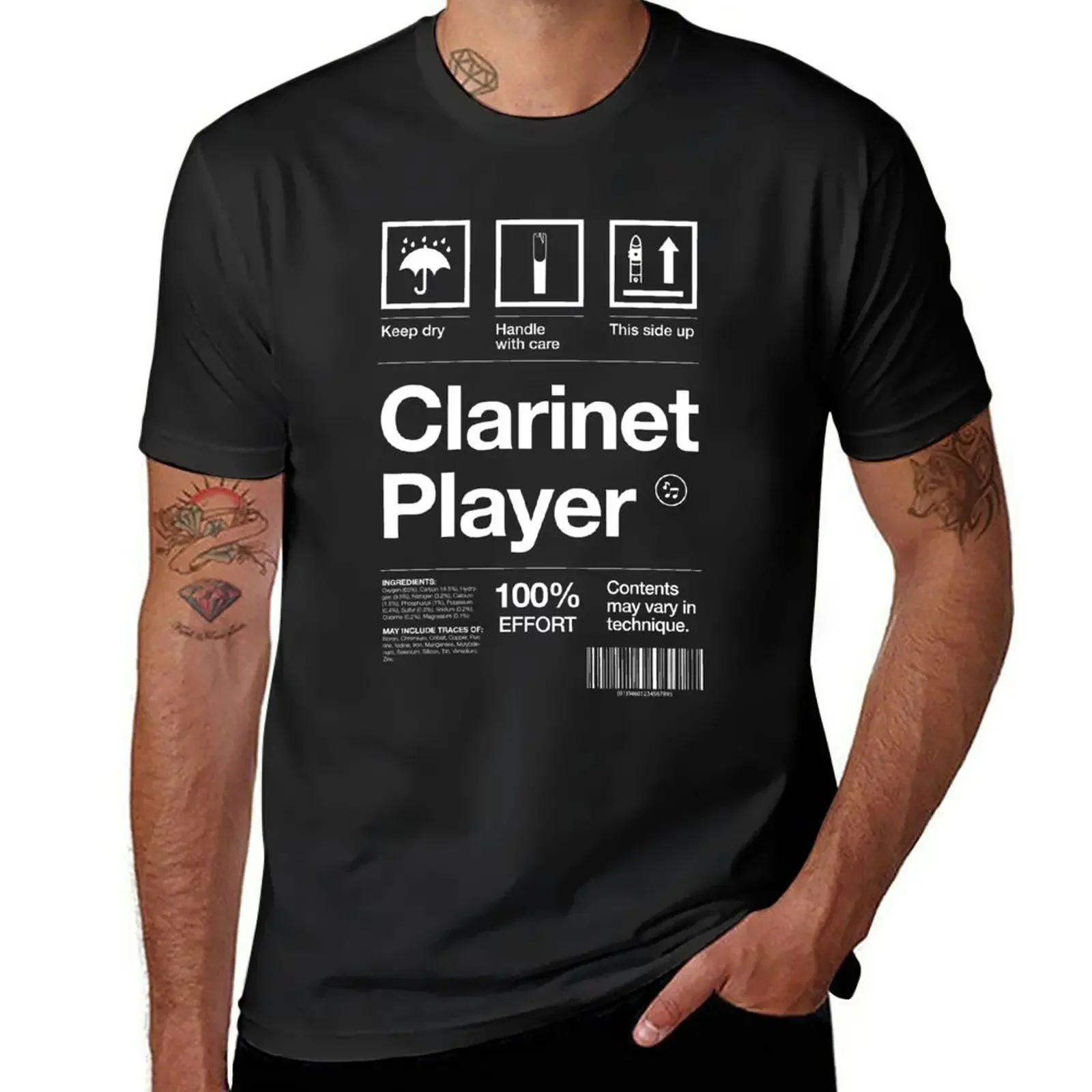 Clarinet Player Label T-Shirt new edition quick-drying Men\'s t-shirts