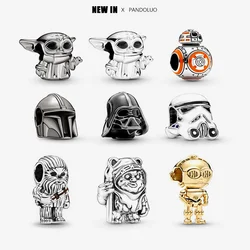 Disney Charm plata de ley 925 Silver Star Warsries Mandalorian Helmet Charm Beads fits Original Pandora bracelet Birthday Gift