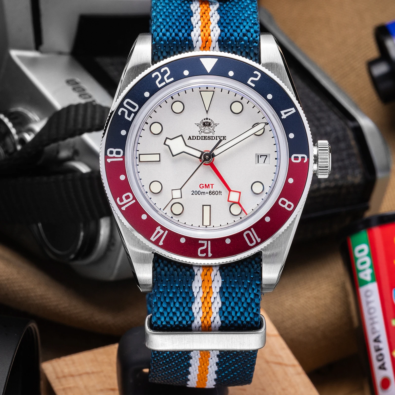 

ADDIESDIVE GMT Watches For Men Luxury Stainless Steel Casual Quartz Watch 200MM Waterproof Wristwatches AD2044 Relogio Masculino