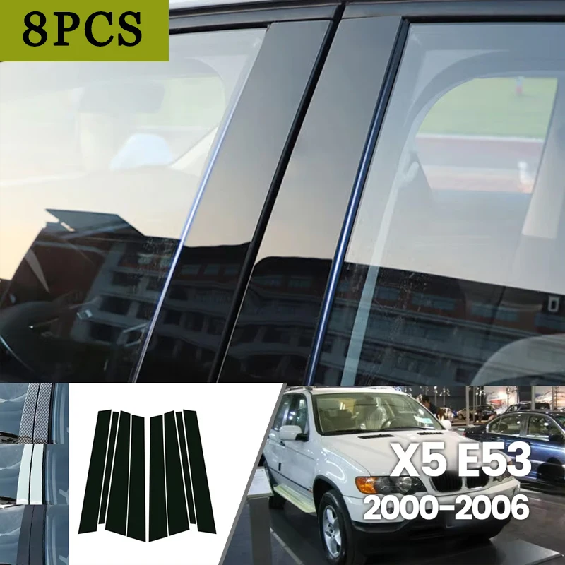 

For BMW X5 E53 2000-2006 2001 2002 2003 2004 2005 Bright Black Carbon Fibre Window Door Waterproof B C Sticker