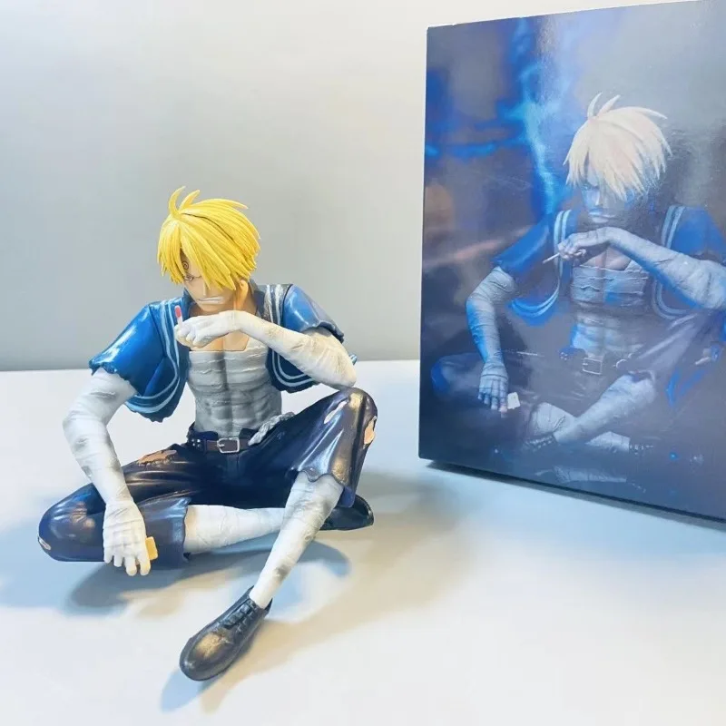 One Piece battle damaged Sanji sitting posture Sanji three brothers bandage Sanji figure ornaments chassis figure