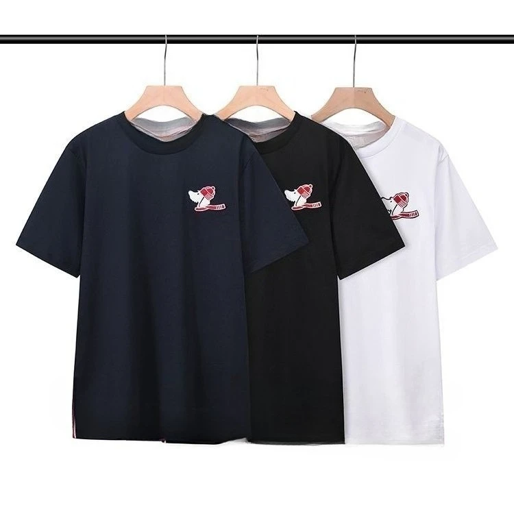 

European and American Trendy Brand Tb Summer Cartoon Puppy Printing Round Neck Short-sleeved T-shirt Men's Trend Pure Cotton