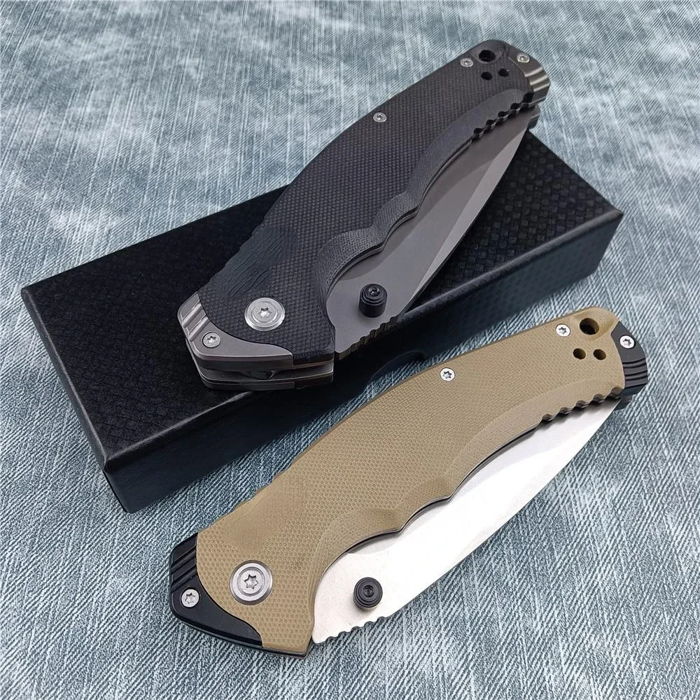 Tactical Knife Fast Opening Tan / Black G10 Handle Folding Knife Camping EDC Hunting Tool Self Defense Survival Combat Knife