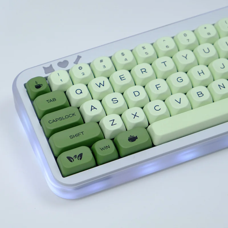 

Зеленый и мятный колпачок Matcha PBT Sublimation MOA Высокоадаптируемые колпачки для механической клавиатуры 61/64/68/75/87/98/108