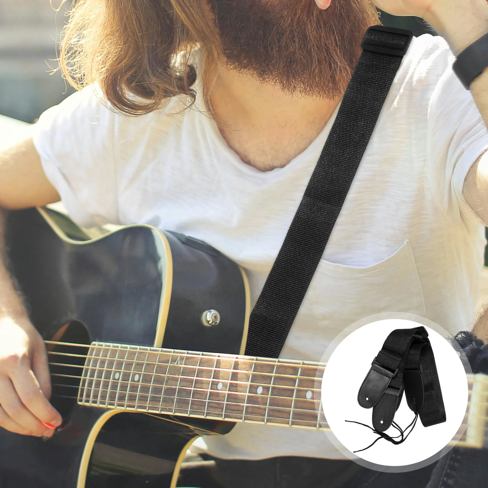 

2 Pcs Thickened Guitar Strap Electric Bass Belt Adjustable Accessories Sling Acoustic