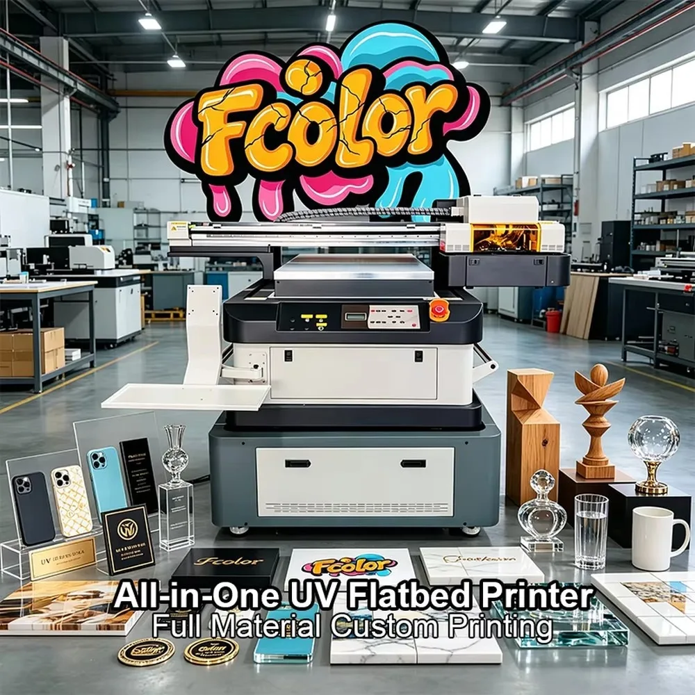 6090 UV Flatbed Printer with I3200 Printhead UV LED Curing System for Glass Acrylic Metal Wood Printing High Precision