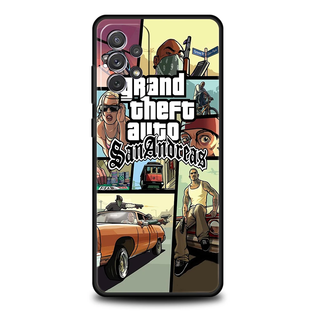 جراب هاتف Grand Theft Auto GTA 5 للألعاب لسامسونج جالاكسي ، قذيفة لينة ، A15 ، A14 ، A25 ، A54 ، A34 ، A51 ، A71 ، A72 ، A73 ، A32 ، A11 ، A21S ، a31 ، A41 ، 5G