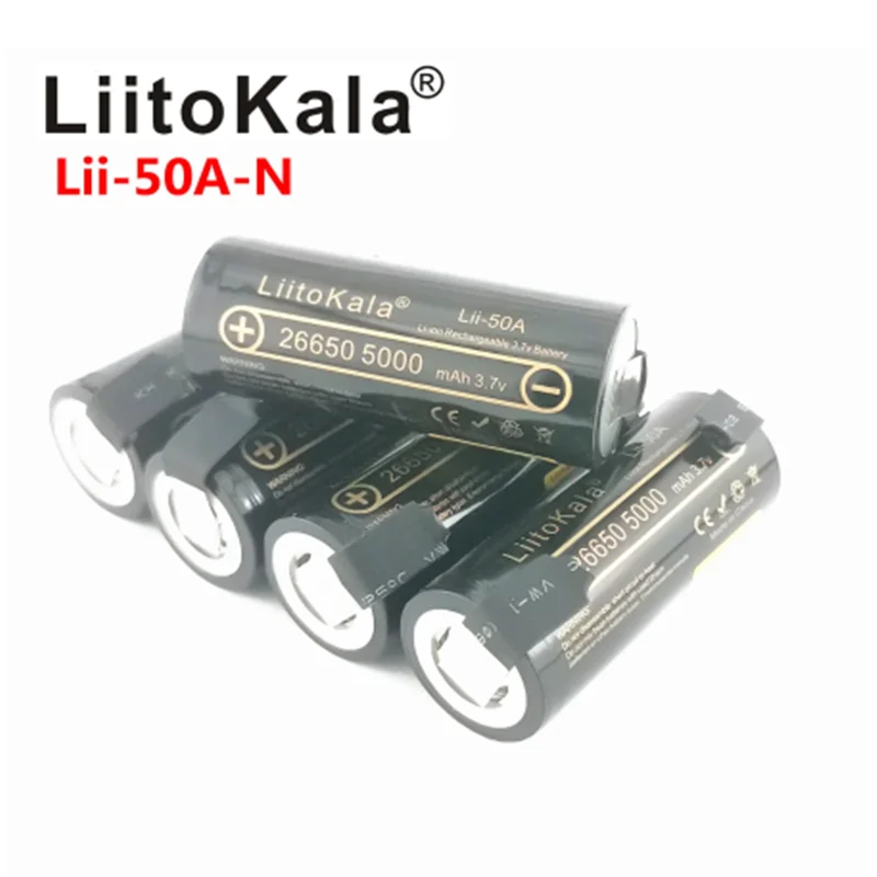 LiitoKala lii-50A-N 26650 5000 mAh bateria litowa 3.7V 5000 mAh akumulator 26650-50A nadaje się do flashligh + DIY Nic