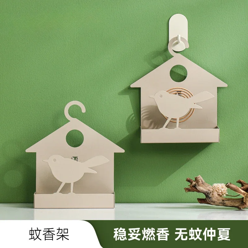 Household hanging mosquito coil rack, indoor creativity, leaf mosquito coil with ash tray holder, fireproof mosquito coil box