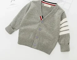 Kids Striped Knitting Cardigan Sweater Autumn Winter Boy Girl Pullover Sweater Boys Tops Outfit Clothing Children Soft Clothes