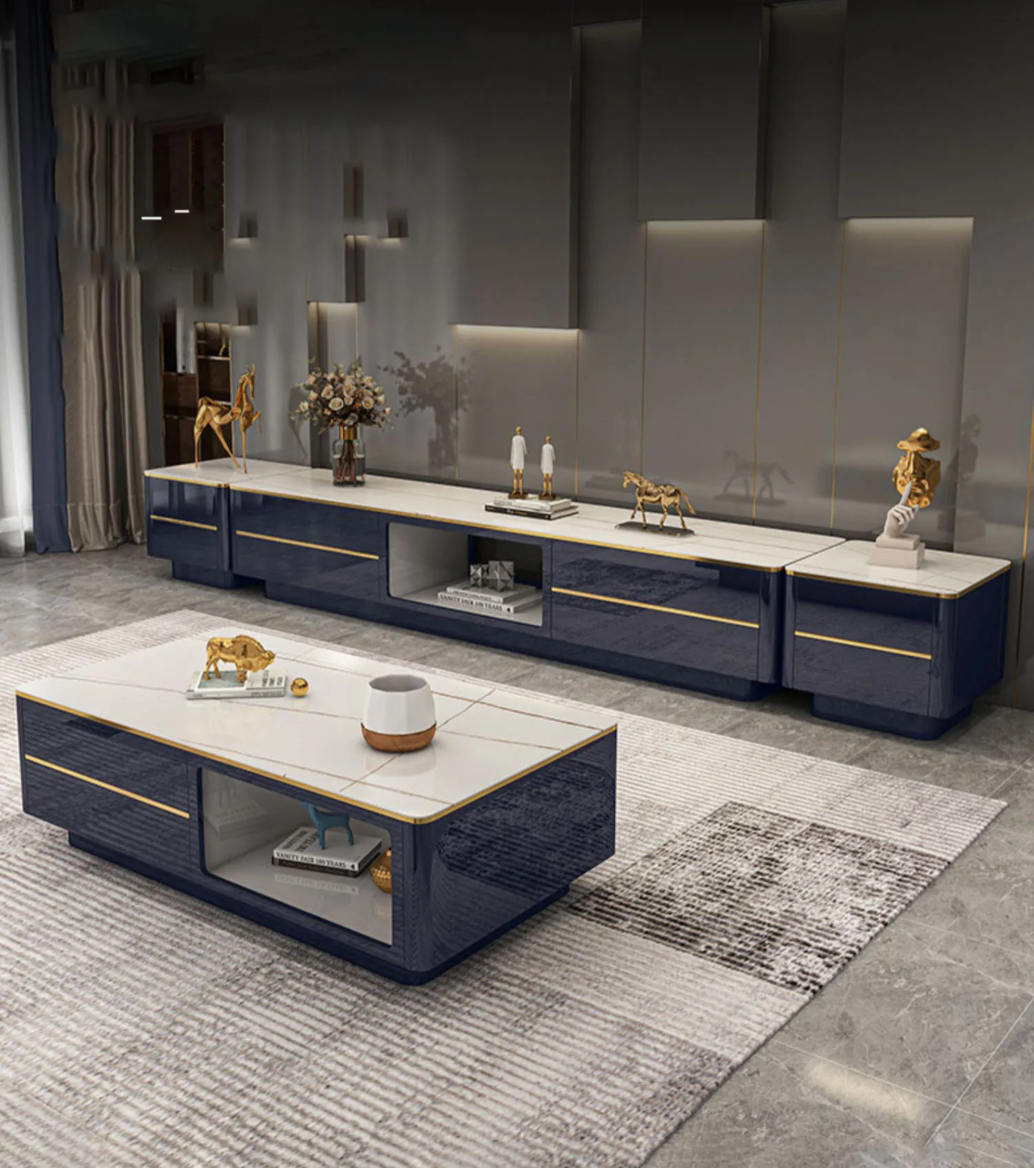 Tea table set, luxury Nordic TV cabinet, storage cabinet, home floor cabinet