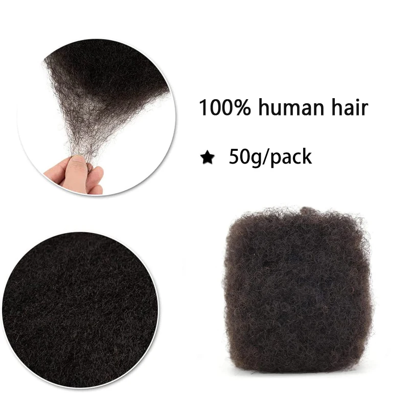 Human Hair Afro Kinky Bulk Dreadlock 50g/pack Brazilian Remy Hair Kinky Curly Bulk Braiding Hair For Braiding Natural Black