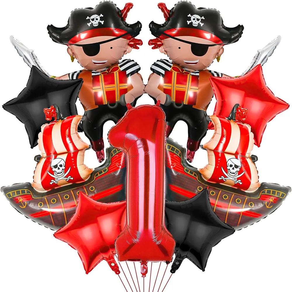 Corsair Ballon-Party-Dekoration, 9 Stück Piratenballon, Geburtstagsparty-Zubehör, Piratenballon-Party-Dekoration, Piraten-Thema, 1 Jahr altes Geburtstagsparty-Zubehör
