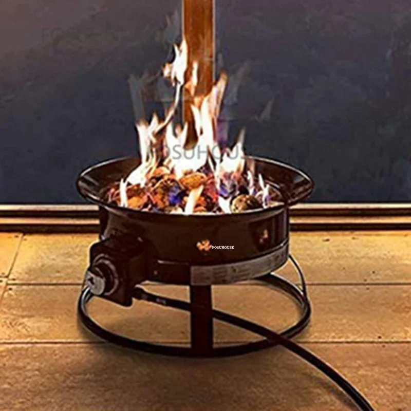 Nordic Wrought Iron Portable Fires Pit Household Courtyard Bonfire Stoves Camping Gas Furnace  Winter Outdoor Heaters Butane