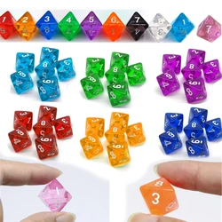 Dados poliédricos D8 para mesa de fiesta, juego de dados de acrílico de 1,6 cm, 10 colores, 1-8, número 8, 10 piezas