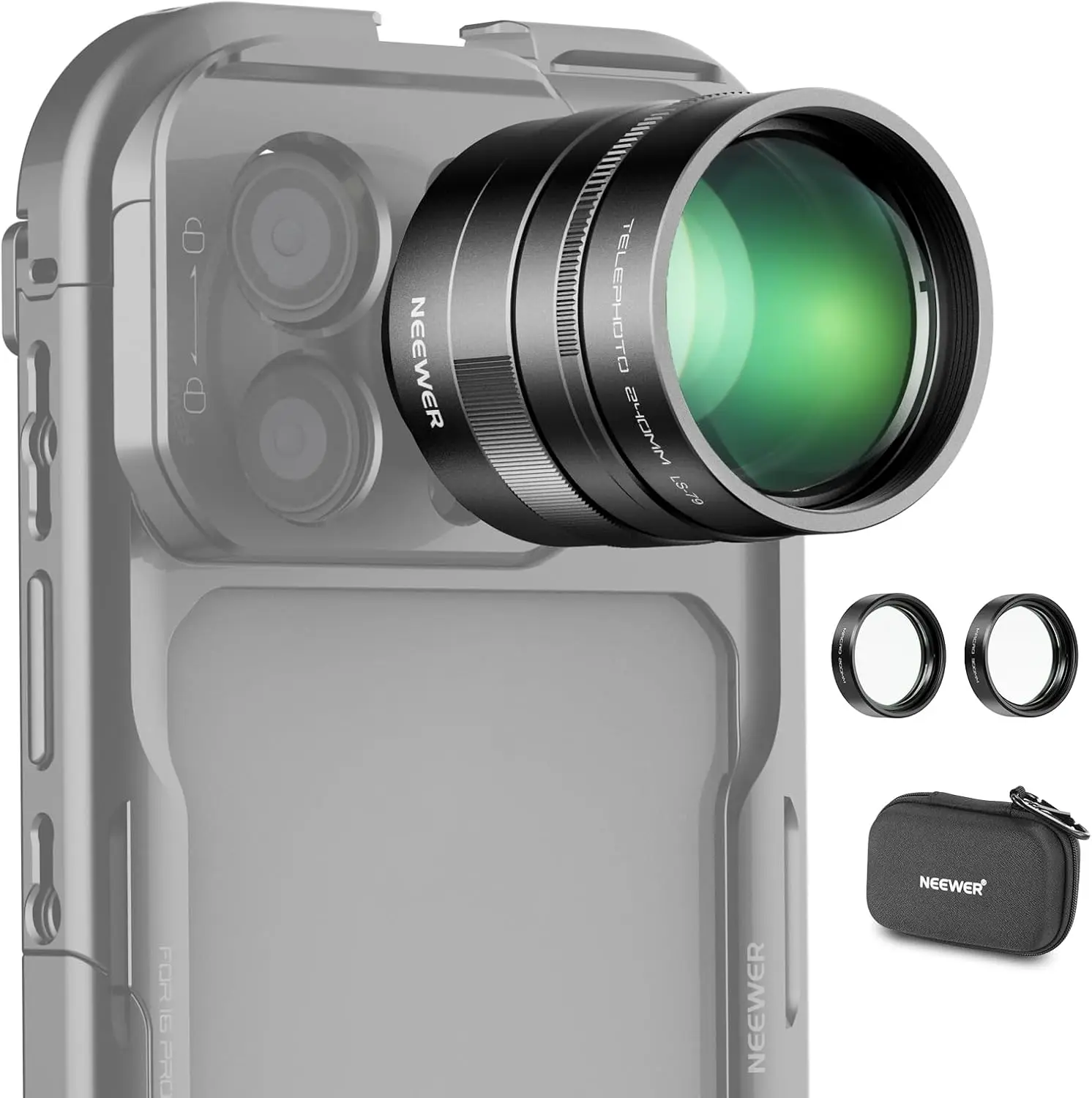 NEEWER 2X Converter with 200mm & 300mm Macro Lenses 17mm Thread for Phone Camera Telephoto Lens iPhone Android Samsung