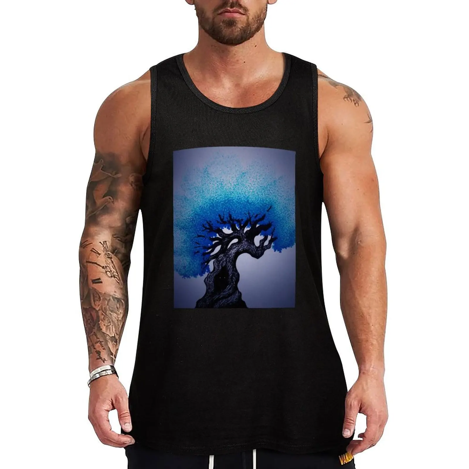 hidden in blue Tank Top Lightweight Casual Tank Top Loose Summer Sleeveless