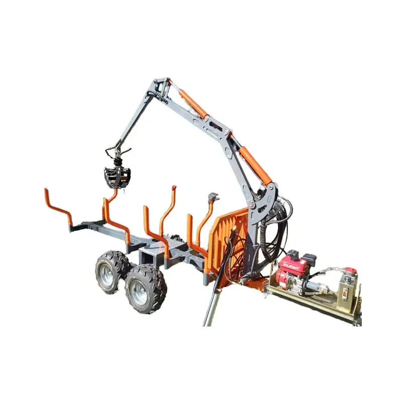 Crusher Rima 4WD Forestry Machine ATV Timber Trailer with 1.5 Ton Crane and Power Unit for Retail Industries