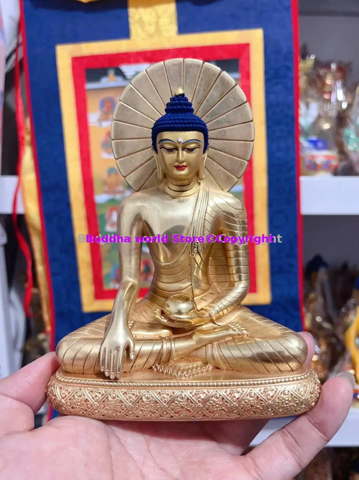 TOP high quality Asia Thailand India Shakyamuni Sitting Buddha statue COPPER Buddha statue HOME Altar worship Buddhist supplies - Image 5