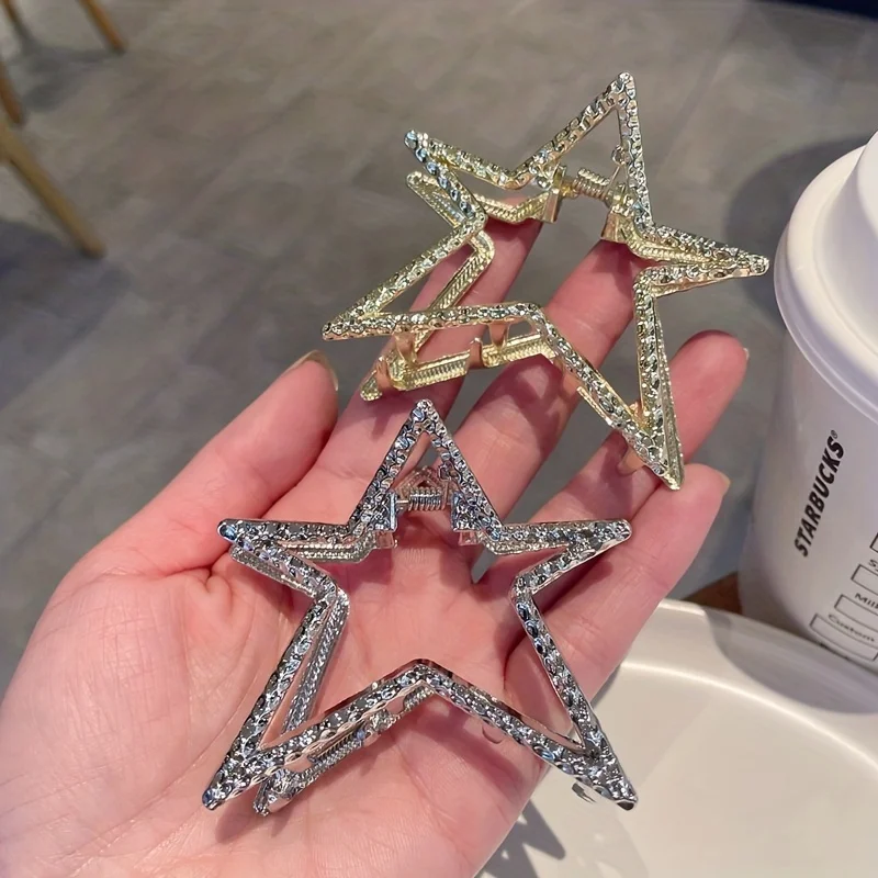 y2k five-pointed star metal grab clip Europe and the United States wind temperament grab clip female hair clip