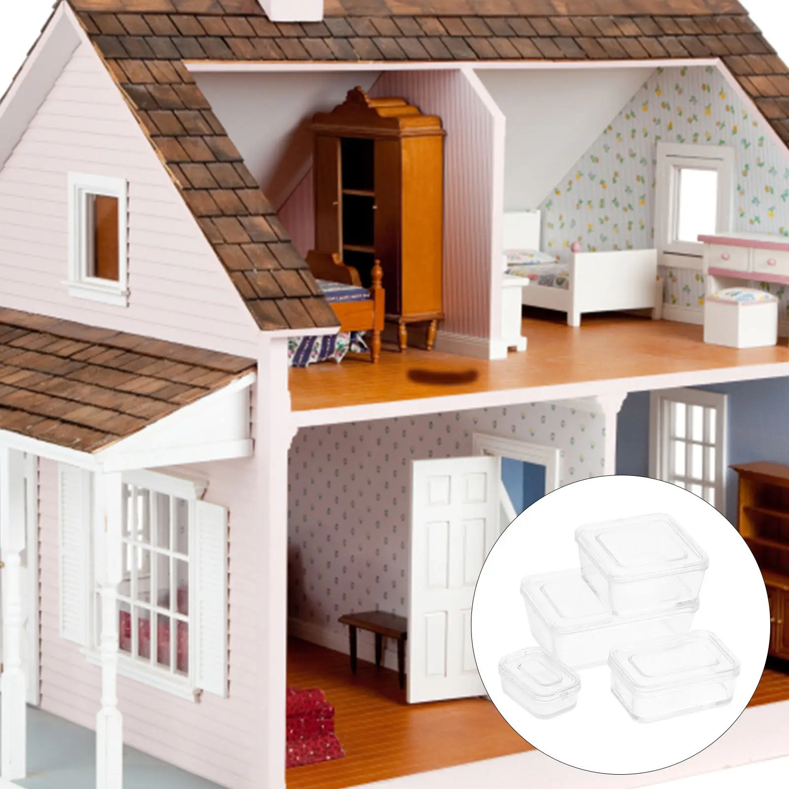 

1Set Miniature Bento Box Plastic Kitchen Storage Accessories Mini Simulation Food Container for Dollhouse Decoration