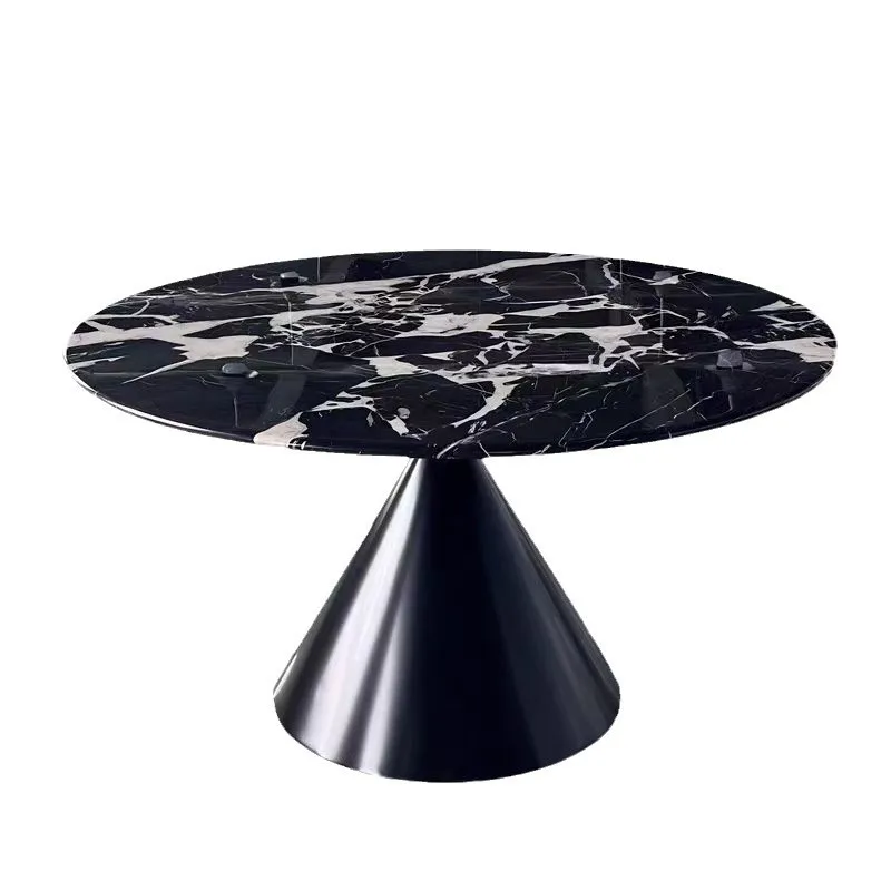 Mesa redonda minimalista italiana para el hogar, mesa de comedor redonda de jade helado con tarjeta de diamante de platino de 1,35 m