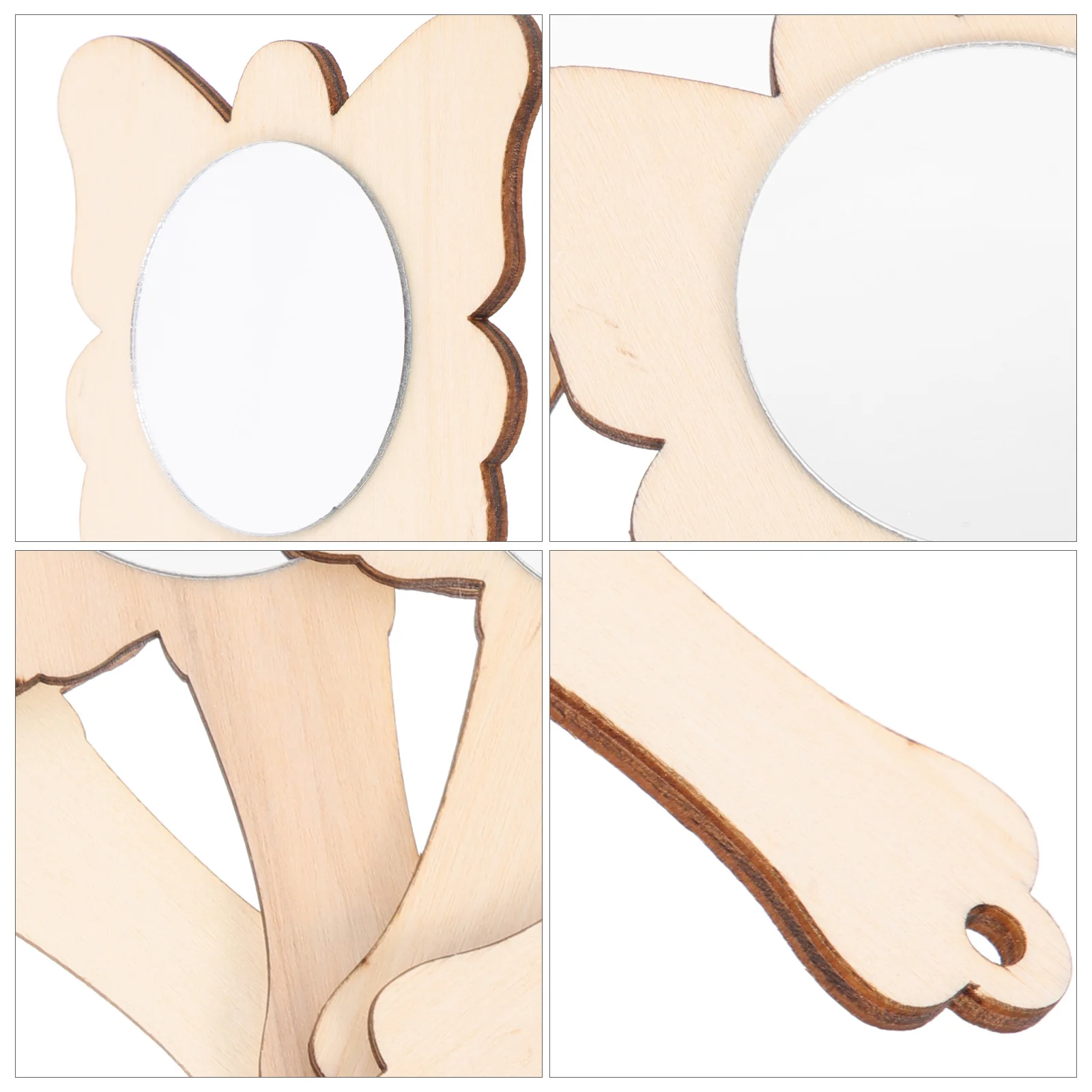 

10Pcs Wooden Unfinished Handheld Mirrors DIY Craft Supply Mini Mirror Decorative Accessory Mirror Craft Supply