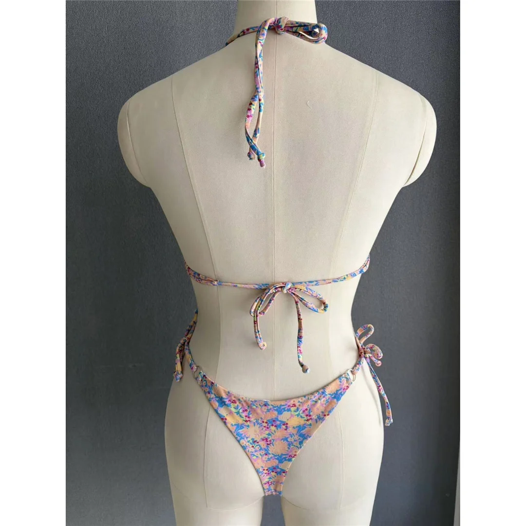 S - XL, mit Blumenmuster bedruckter Bikini mit Trägern, Damen-Badebekleidung, zweiteiliger Bikini-Set, Badeanzug, Badebekleidung, Modell V6177. – Detail 16