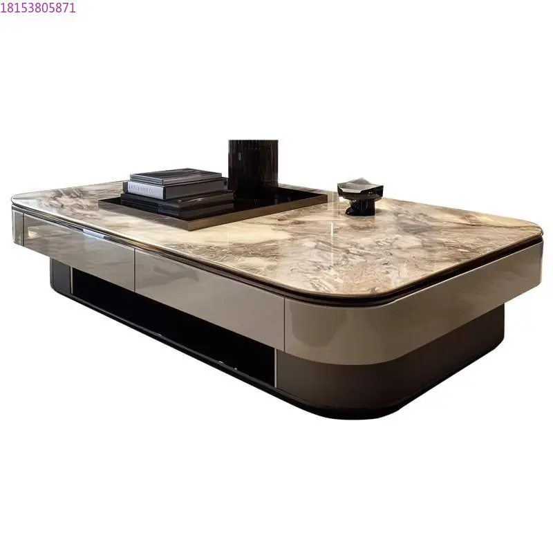 Living room light luxury marble microcrystalline stone modern large flat-floor family villa