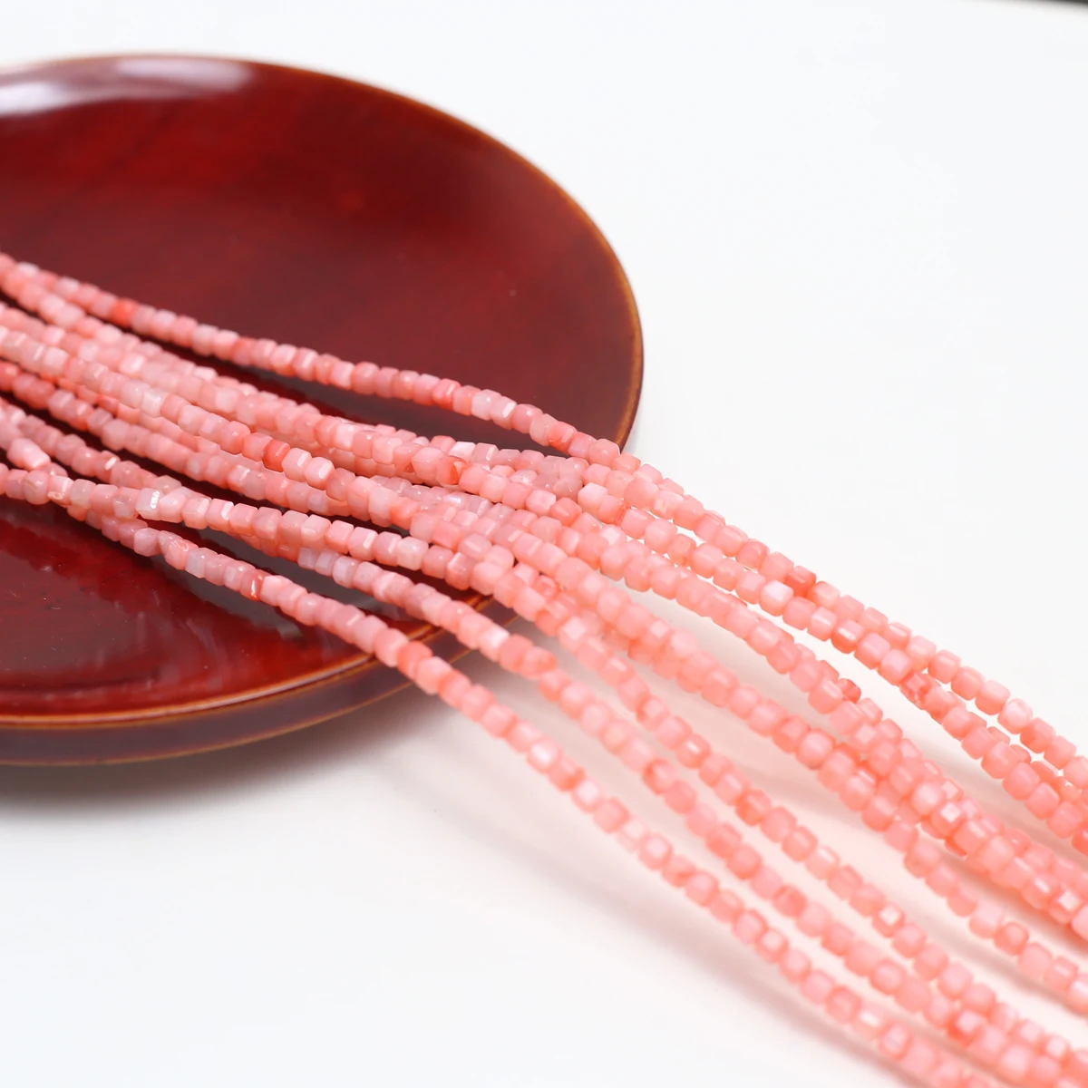 

Natural Pink Shell Beads Square Freshwater Shell Loose Spacer Beaded for Making DIY Jewelry Necklace Bracelet 3x3mm