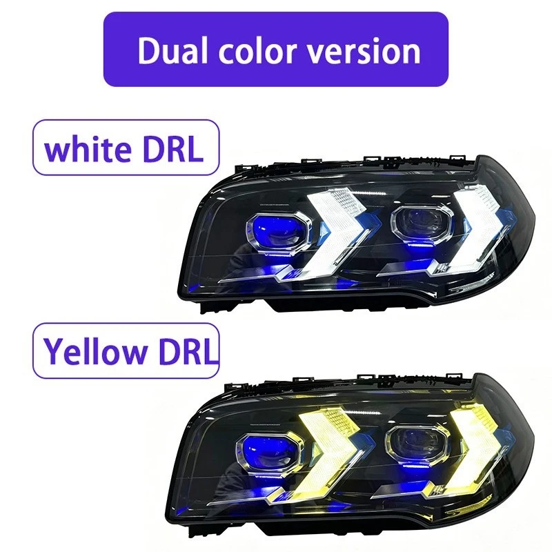 1Pair E83 LED Lens Headlight Assembly, 06-10 Modified Arrow Style DRL Turn Signal Replacement Parts